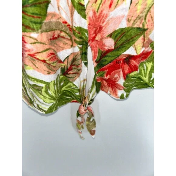 Women's J Jill Love Linen Floral Short Sleeve Top Size L - Picture 4 of 6